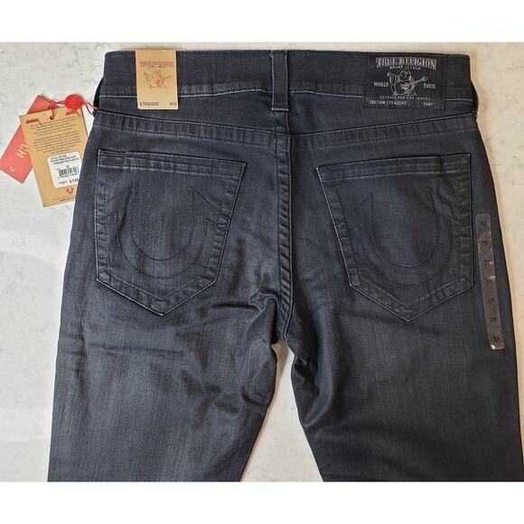 NWT TRUE RELIGION Straight No Flap Jeans Black Men's Size 33 ~ Style 101752 - Picture 8 of 12